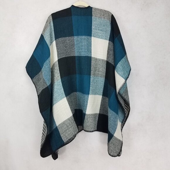 Woolrich One Size OS Reversible Open Front Poncho Blanket Wrap Cardigan Buffalo - Picture 2 of 9